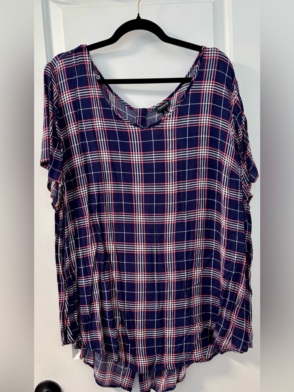 Torrid Abbey Gauze Plaid Button Back Top - Size 3